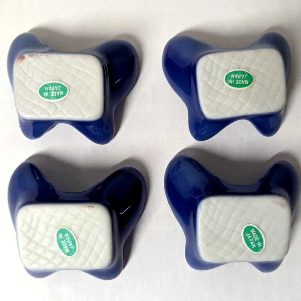 Crate & Barrel Ceramic Blue Butterfly Chopstick Rests 4pcs, Japan, Discontinued
